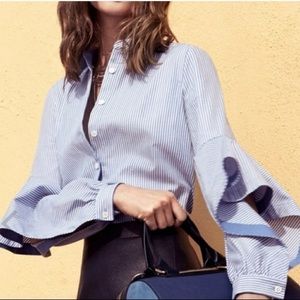 BCBG Striped Button Down Top